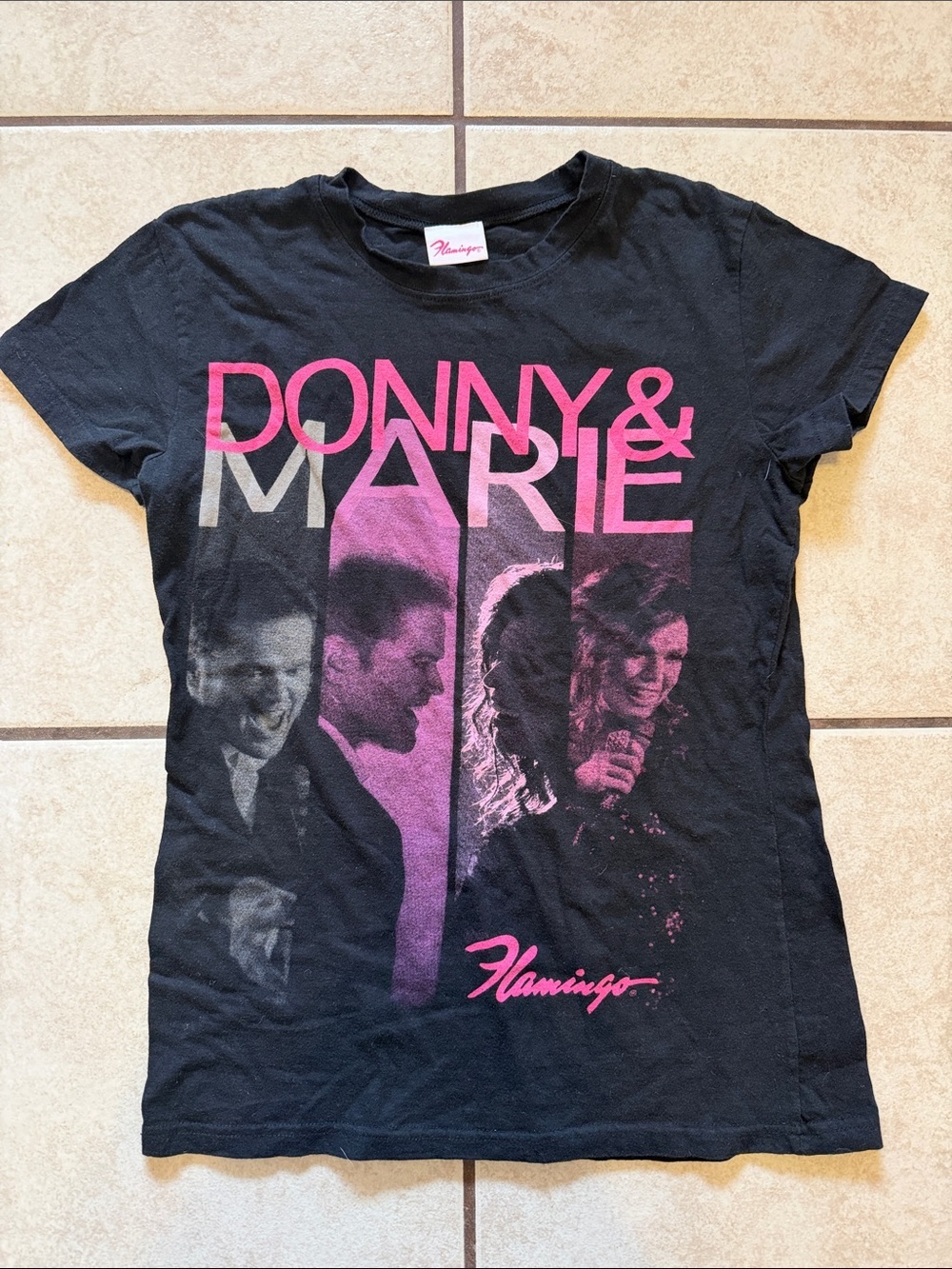 Flamingo Donny & Marie Black Short Sleeve Graphic Tee